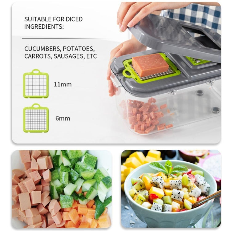 22 in 1 Multifunctional Food Chopper Grater Onion Dicer Veggie Cutter with 13 Stainless Steel Blades(Grey) - Cutter & Peeler by PMC Jewellery | Online Shopping South Africa | PMC Jewellery | Buy Now Pay Later Mobicred