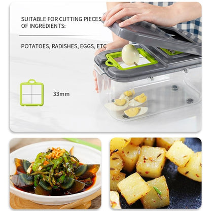 22 in 1 Multifunctional Food Chopper Grater Onion Dicer Veggie Cutter with 13 Stainless Steel Blades(Grey) - Cutter & Peeler by PMC Jewellery | Online Shopping South Africa | PMC Jewellery | Buy Now Pay Later Mobicred