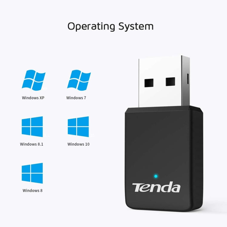 Tenda U9 650Mbs Drive-Free USB Wireless Network Card 5G Dual Band Desktop Laptop WiFi Receiver - USB Network Adapter by Tenda | Online Shopping South Africa | PMC Jewellery