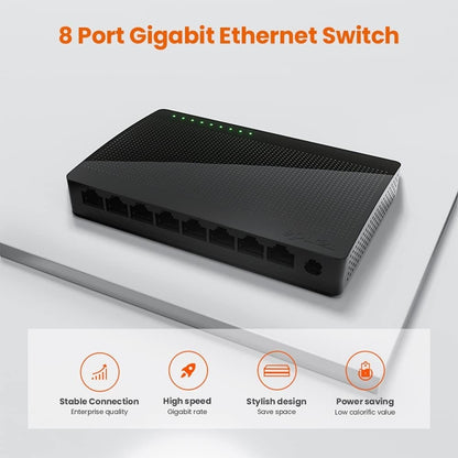 Tenda SG108 100/1000M Desktop Network Switch 8 Port Gigabit Desktop Switch Ethernet Switch LAN Hub(AU Plug) - Network Hubs by Tenda | Online Shopping South Africa | PMC Jewellery | Buy Now Pay Later Mobicred