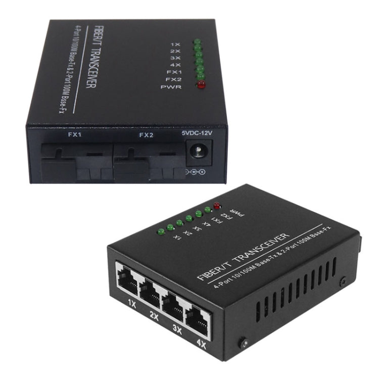 2 Fiber Port & 4 LAN Port 10/100M Ethernet Switch Fiber Optic Switch - Fiber Receiver by PMC Jewellery | Online Shopping South Africa | PMC Jewellery | Buy Now Pay Later Mobicred