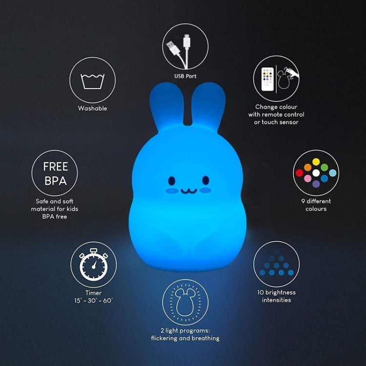 Rabbit Silicone Pat Night Light Children Gift Color Changing Lamp, Specification: Charging - Night Lights by PMC Jewellery | Online Shopping South Africa | PMC Jewellery | Buy Now Pay Later Mobicred