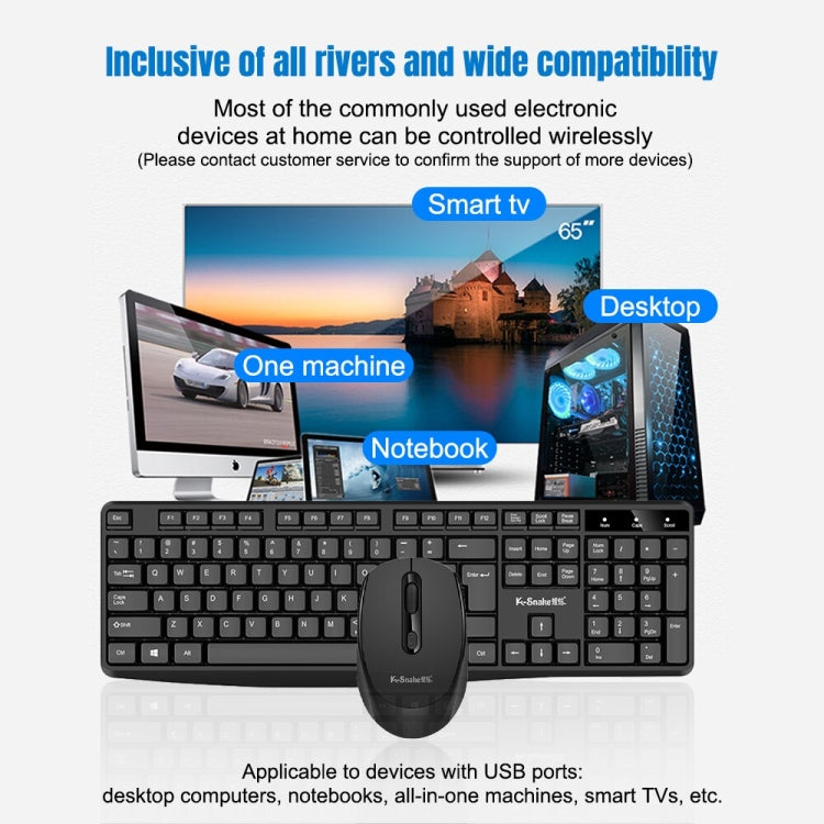 K-Snake WK800 Wireless 2.4G Keyboard Mouse Set Tabletop Computer Notebook Business Office House Use, Color: Black - Wireless Keyboard by K-Snake | Online Shopping South Africa | PMC Jewellery | Buy Now Pay Later Mobicred