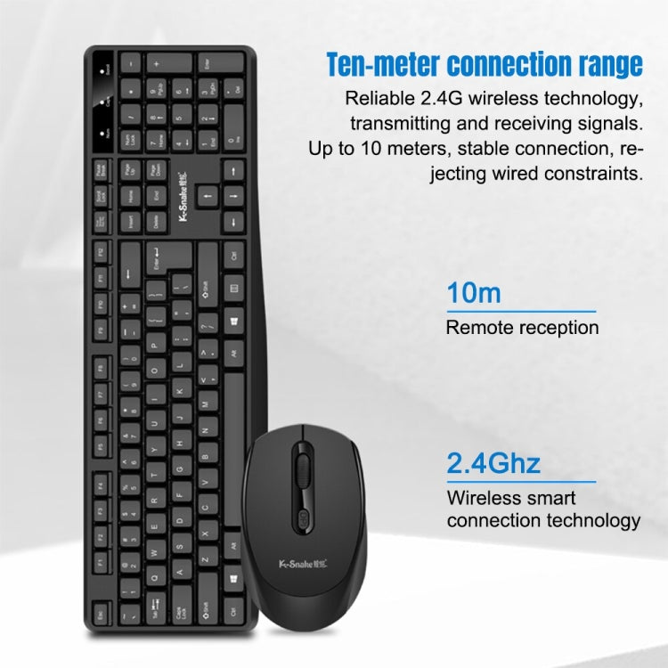 K-Snake WK800 Wireless 2.4G Keyboard Mouse Set Tabletop Computer Notebook Business Office House Use, Color: Black - Wireless Keyboard by K-Snake | Online Shopping South Africa | PMC Jewellery | Buy Now Pay Later Mobicred