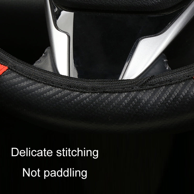 38cm Carbon Fiber Elastic Leather Without Inner Ring Car Steering Wheel Cover, Color: Blue - Steering Wheel Accessories by PMC Jewellery | Online Shopping South Africa | PMC Jewellery | Buy Now Pay Later Mobicred