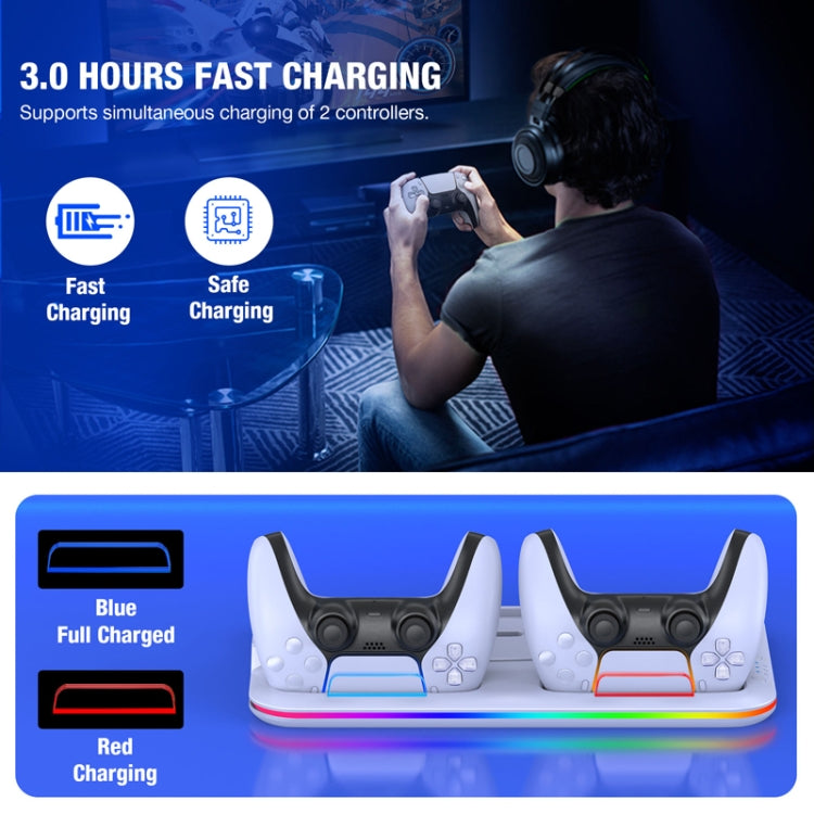 For PS5 / PSVR2 Controller Multi-Functional Cooling Base With RGB Lights(White) - Holder by PMC Jewellery | Online Shopping South Africa | PMC Jewellery