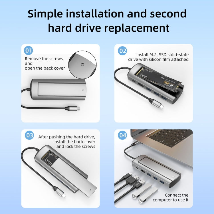 6-In-1 TYPE-C/USB-C To PD+HDMI (4K 30hz) +USB3.0 X 3+SSD Docking Station - USB HUB by PMC Jewellery | Online Shopping South Africa | PMC Jewellery