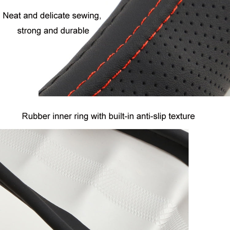 40cm Leather Truck Steering Wheel Cover(Black Red Line) - Steering Wheel Accessories by PMC Jewellery | Online Shopping South Africa | PMC Jewellery | Buy Now Pay Later Mobicred