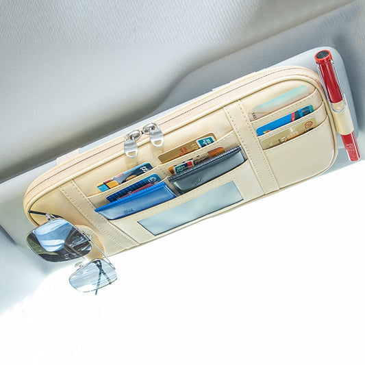 Car Driver License Storage Bag Sun Visor Sunglasses Card Holder, Color: Beige - Sunglasses & Glasses Clips by PMC Jewellery | Online Shopping South Africa | PMC Jewellery | Buy Now Pay Later Mobicred