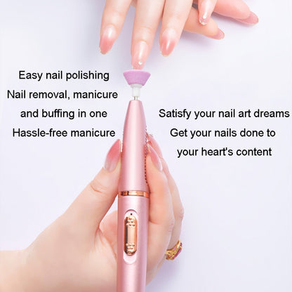 Electrical Nail Polisher Multifunctional Nail Polish Remover Pen Nail Sharpener(Rose Gold) - Grinding Tools & Accessories by PMC Jewellery | Online Shopping South Africa | PMC Jewellery | Buy Now Pay Later Mobicred