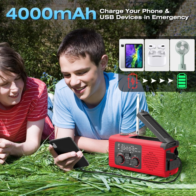 Solar Charging NOAA Emergency Weather Radio with LED Flashlight Reading Lamp, SOS Alarm(Red) - Radio Player by PMC Jewellery | Online Shopping South Africa | PMC Jewellery | Buy Now Pay Later Mobicred