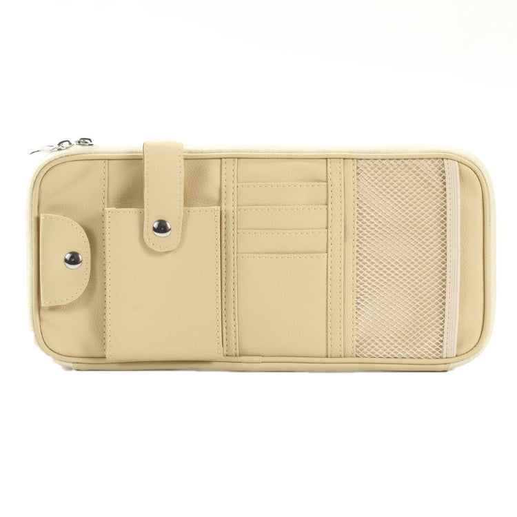 Car Sun Visor Multifunctional Storage Bag Glasses ID Holder(Beige) - Sunglasses & Glasses Clips by PMC Jewellery | Online Shopping South Africa | PMC Jewellery | Buy Now Pay Later Mobicred