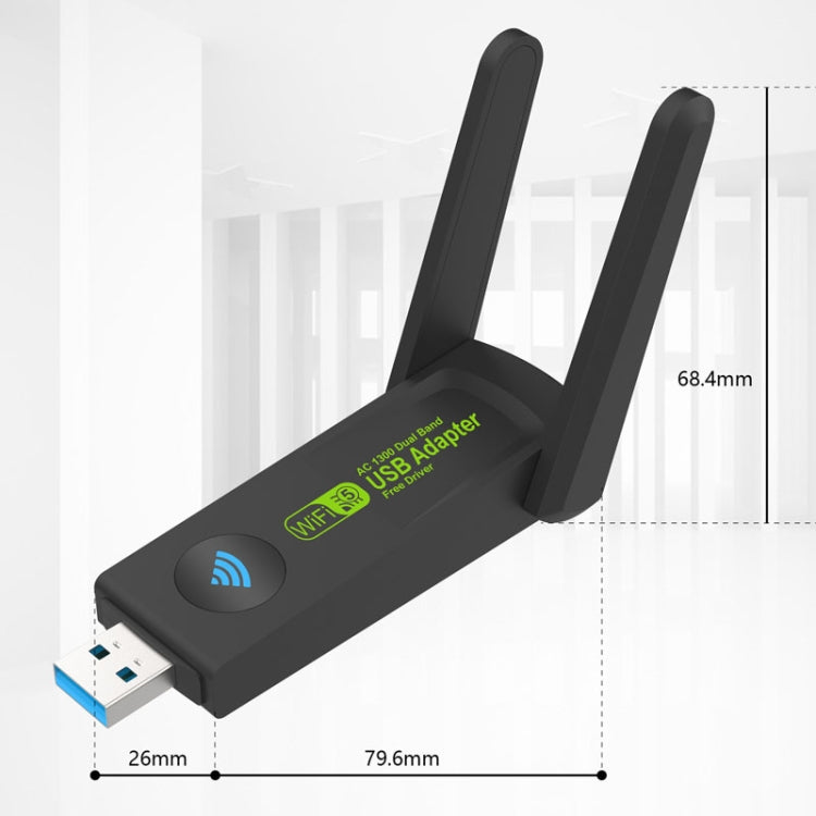 1300Mbps Wireless Network Card Gigabit Dual Band 5G Driverless Computer USB Network Card, Scope: 1300m - USB Network Adapter by PMC Jewellery | Online Shopping South Africa | PMC Jewellery | Buy Now Pay Later Mobicred