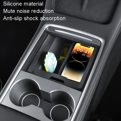 For Tesla Model 3 / Y Silicone Double Layer Storage Small Ice Box, Style: Rear Center No Separation (Black) - Stowing Tidying by PMC Jewellery | Online Shopping South Africa | PMC Jewellery | Buy Now Pay Later Mobicred