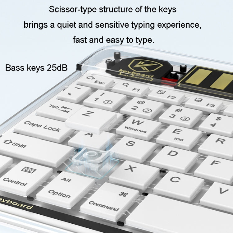 Transparent Lighting Bluetooth Keyboard 10 Inch Wireless Silent Keypad(White) - Universal Keyboard by PMC Jewellery | Online Shopping South Africa | PMC Jewellery