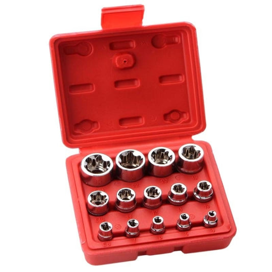 14pcs/set E-type 6-corner Plum Blossom Socket Combination Car Repair Kit Tool(Box Color Random Delivery) - Nuts & Bolts by PMC Jewellery | Online Shopping South Africa | PMC Jewellery | Buy Now Pay Later Mobicred