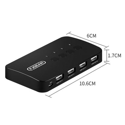 FJGEAR FJ-U404 USB2.0 4 In 4 Out Sharing Switcher With Controller - Switch by FJGEAR | Online Shopping South Africa | PMC Jewellery | Buy Now Pay Later Mobicred