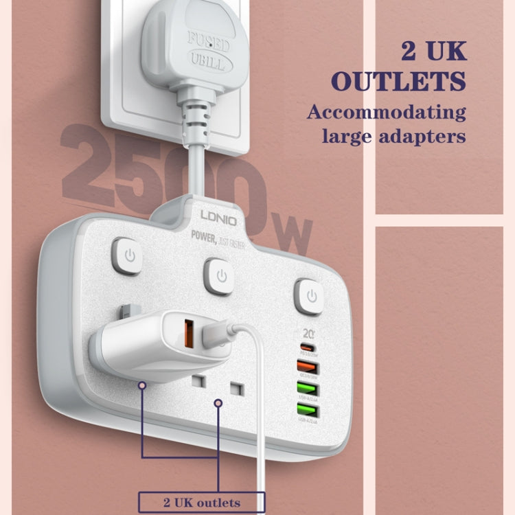 LDNIO Without Wire Adapter Plug Board Converter, Specification: UK Plug Hole - Extension Socket by LDNIO | Online Shopping South Africa | PMC Jewellery | Buy Now Pay Later Mobicred