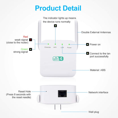 2.4G 300M Wi-Fi Amplifier Long Range WiFi Repeater Wireless Signal Booster EU Plug Black - Broadband Amplifiers by PMC Jewellery | Online Shopping South Africa | PMC Jewellery