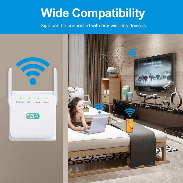 2.4G 300M Wi-Fi Amplifier Long Range WiFi Repeater Wireless Signal Booster EU Plug Black - Broadband Amplifiers by PMC Jewellery | Online Shopping South Africa | PMC Jewellery