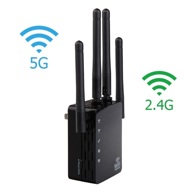 5G/2.4G 1200Mbps WiFi Range Extender WiFi Repeater With 2 Ethernet Ports EU Plug Black - Broadband Amplifiers by PMC Jewellery | Online Shopping South Africa | PMC Jewellery