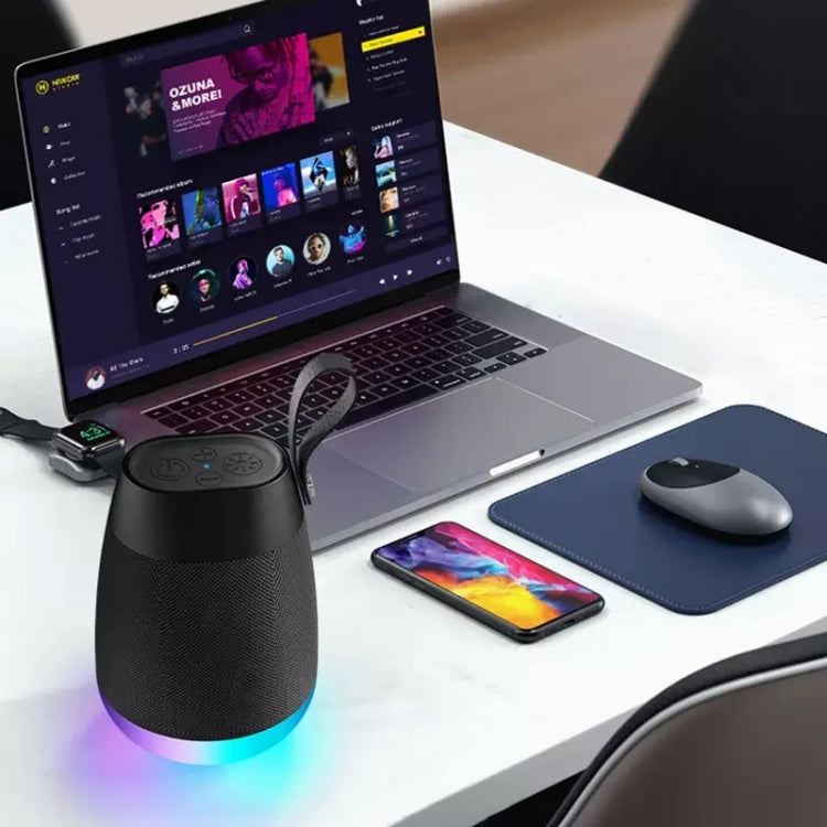 Bluetooth Wireless Fabric Speaker Cylindrical Waterproof Subwoofer With RGB Light(Black) - Desktop Speaker by PMC Jewellery | Online Shopping South Africa | PMC Jewellery | Buy Now Pay Later Mobicred