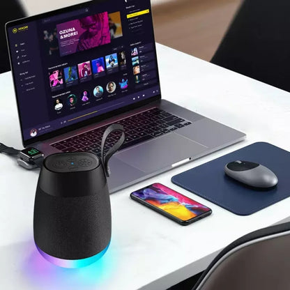 Bluetooth Wireless Fabric Speaker Cylindrical Waterproof Subwoofer With RGB Light(Black) - Desktop Speaker by PMC Jewellery | Online Shopping South Africa | PMC Jewellery | Buy Now Pay Later Mobicred