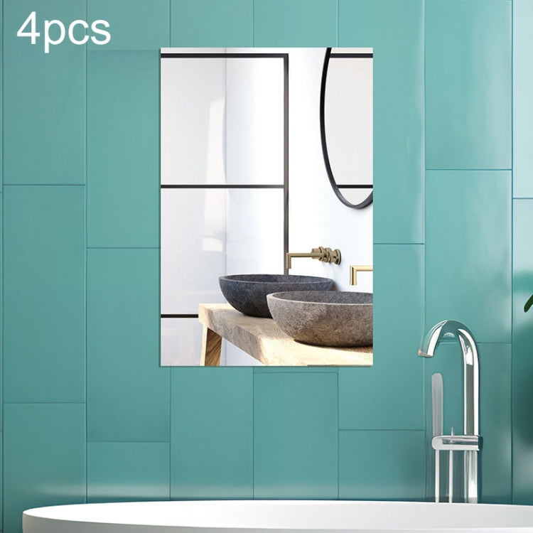 4pcs 30cm x  20cm Right Angle Models Rectangle Acrylic Mirror Stereo Wall Stickers(Silver) - Decorative Mirrors by PMC Jewellery | Online Shopping South Africa | PMC Jewellery