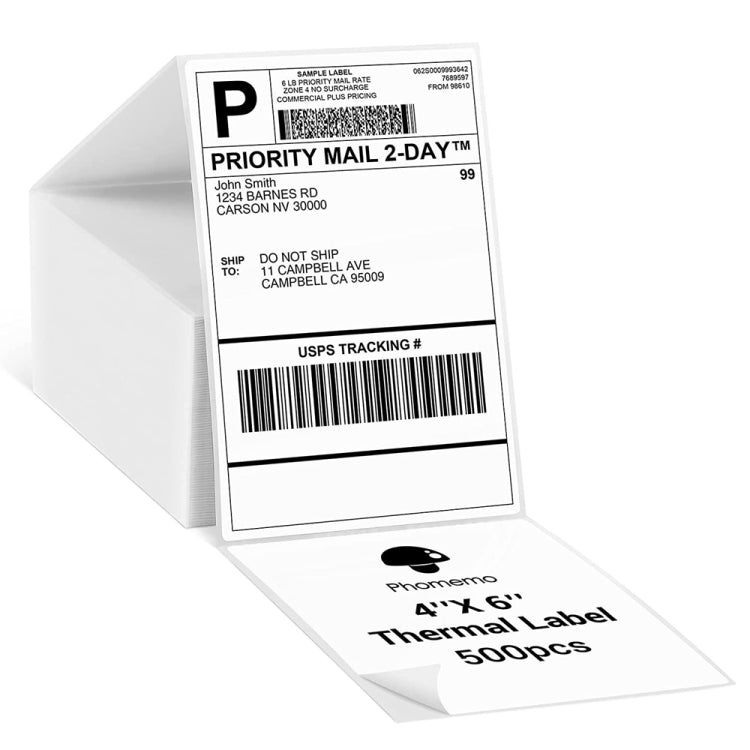 500sheets 4×6 Inch Stickers Thermal Label Paper For Phomemo PM-246S / PM-241BT / D520BT, Style: Folding White - Printer Accessories by PMC Jewellery | Online Shopping South Africa | PMC Jewellery | Buy Now Pay Later Mobicred