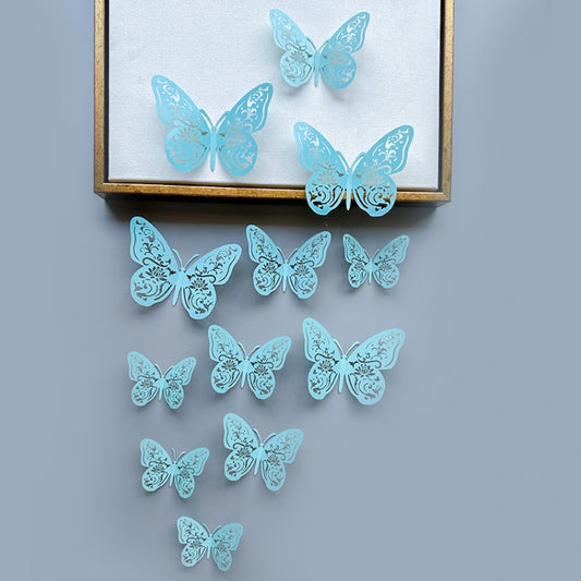 12pcs /Set 3D Simulation Skeleton Butterfly Stickers Home Background Wall Decoration Art Wall Stickers, Type: C Type Blue - Ornaments by PMC Jewellery | Online Shopping South Africa | PMC Jewellery