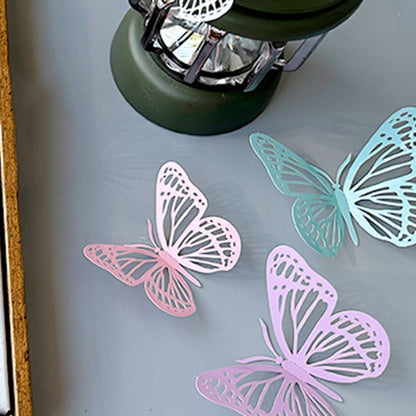 12pcs /Set 3D Simulation Skeleton Butterfly Stickers Home Background Wall Decoration Art Wall Stickers, Type: A Type Pink - Ornaments by PMC Jewellery | Online Shopping South Africa | PMC Jewellery