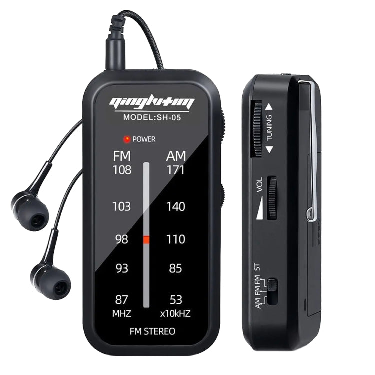 SH-05 Mini Listening Test Special Pin-Type FM/AM Two-Band Radio With Back Clip(Black) - Radio Player by PMC Jewellery | Online Shopping South Africa | PMC Jewellery | Buy Now Pay Later Mobicred