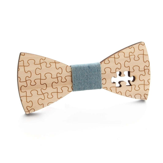 Wooden Bow Tie Men Bow Clothing Decoration, Color: Puzzle Blue - Tie clip by PMC Jewellery | Online Shopping South Africa | PMC Jewellery