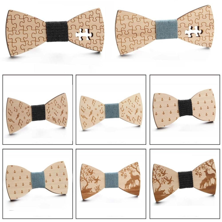 Wooden Bow Tie Men Bow Clothing Decoration, Color: Puzzle Blue - Tie clip by PMC Jewellery | Online Shopping South Africa | PMC Jewellery