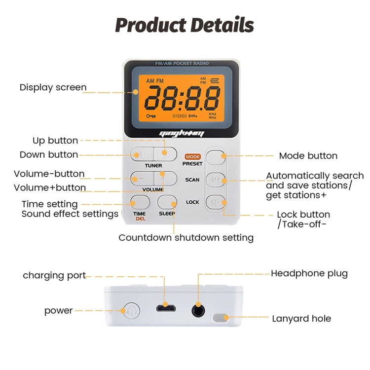 SH-01 LED Display Portable FM/AM Two-band Radio Special for Listening Tests, Style: JPN Version(White) - Radio Player by PMC Jewellery | Online Shopping South Africa | PMC Jewellery | Buy Now Pay Later Mobicred