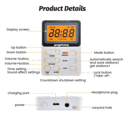 SH-01 LED Display Portable FM/AM Two-band Radio Special for Listening Tests, Style: JPN Version(White) - Radio Player by PMC Jewellery | Online Shopping South Africa | PMC Jewellery | Buy Now Pay Later Mobicred