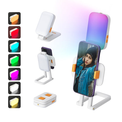 D2 Pro Mini RGB Fill Light Pocket Light with Mobile Phone Holder(White) - Selfie Light by PMC Jewellery | Online Shopping South Africa | PMC Jewellery | Buy Now Pay Later Mobicred