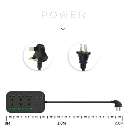 T24 2m 3000W 6 Plugs + PD + 4-USB Ports Multifunctional Flame-Retardant Socket With Switch(UK Plug) - Extension Socket by PMC Jewellery | Online Shopping South Africa | PMC Jewellery | Buy Now Pay Later Mobicred