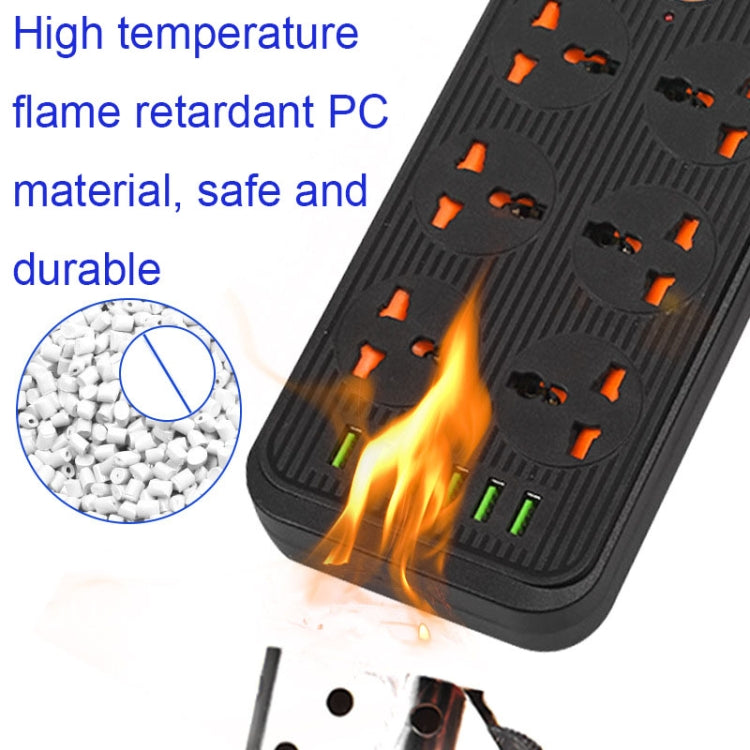 A07 2m 3000W 6 Plugs + 6-USB Ports Multifunctional Flame-retardant Socket with Switch(UK Plug) - Extension Socket by PMC Jewellery | Online Shopping South Africa | PMC Jewellery | Buy Now Pay Later Mobicred