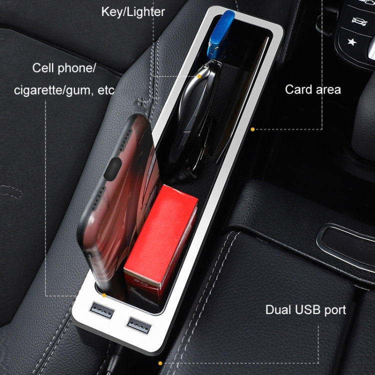 Car Seat Gap Storage Box with 2 USB Charging Port, Color:  Principal Driver Silver - Stowing Tidying by PMC Jewellery | Online Shopping South Africa | PMC Jewellery | Buy Now Pay Later Mobicred