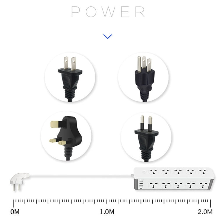 D15 2m 3000W 10 Plugs + PD + 3-USB Ports Vertical Socket With Switch, Specification: Three-pin US Plug - Extension Socket by PMC Jewellery | Online Shopping South Africa | PMC Jewellery | Buy Now Pay Later Mobicred