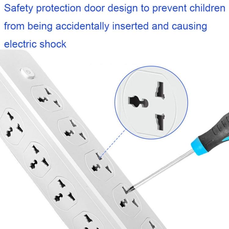 D15 2m 3000W 10 Plugs + PD + 3-USB Ports Vertical Socket With Switch, Specification: Three-pin US Plug - Extension Socket by PMC Jewellery | Online Shopping South Africa | PMC Jewellery | Buy Now Pay Later Mobicred