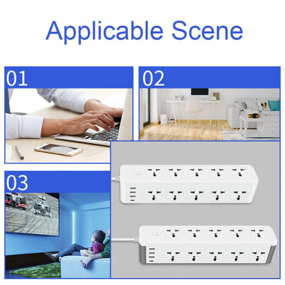 D15 2m 3000W 10 Plugs + PD + 3-USB Ports Vertical Socket With Switch, Specification: Two-pin US Plug - Extension Socket by PMC Jewellery | Online Shopping South Africa | PMC Jewellery | Buy Now Pay Later Mobicred