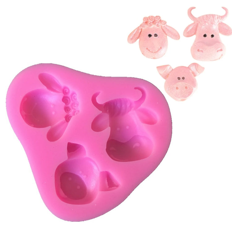 Pig Sheep Cow Head Silicone Mold Chocolate Fondant Cake Decorating Tool(Pink) - Food Molds by PMC Jewellery | Online Shopping South Africa | PMC Jewellery