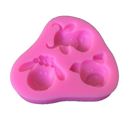 Pig Sheep Cow Head Silicone Mold Chocolate Fondant Cake Decorating Tool(Pink) - Food Molds by PMC Jewellery | Online Shopping South Africa | PMC Jewellery