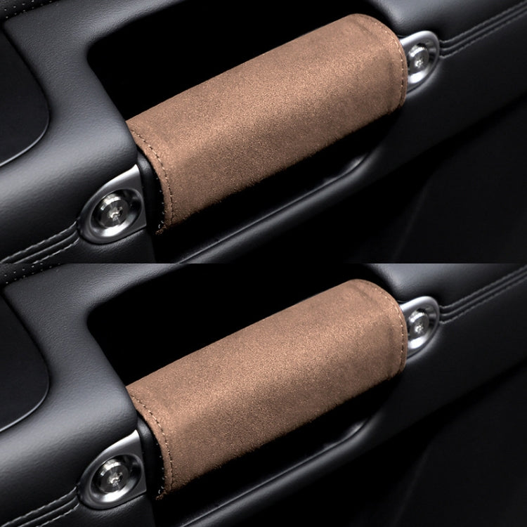 1pair Car Door Handle Decorative Anti-Scratch Cover Car Slippery Leather Inner Door Handle Protective Cover(Brown) - Car Interior Mouldings by PMC Jewellery | Online Shopping South Africa | PMC Jewellery | Buy Now Pay Later Mobicred