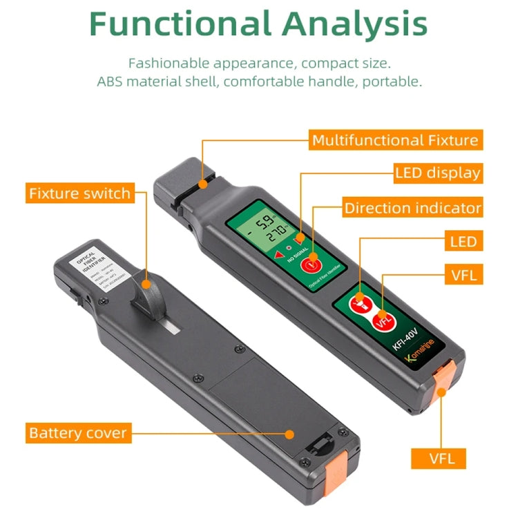 Komshine Fiber Optic Identifier Optical Cable Signal Direction Identifier With VFL Red Light 10mW(KFI-40V) - Fiber Optic Test Pen by Komshine | Online Shopping South Africa | PMC Jewellery