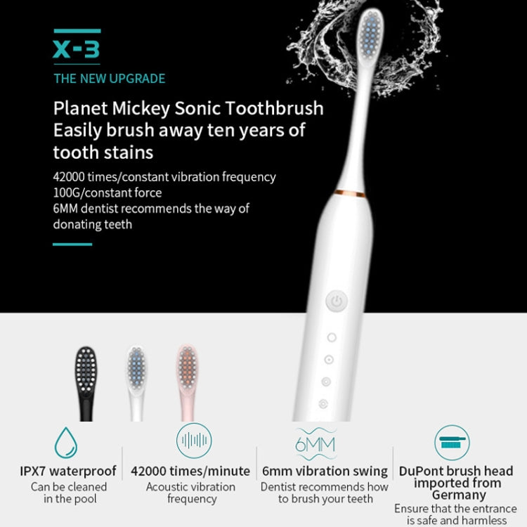 Rechargeable Ultrasonic Soft Bristle Electrical Toothbrushes Flosser 6 Gear With 4 Brushes(Black) - Toothbrushes by PMC Jewellery | Online Shopping South Africa | PMC Jewellery | Buy Now Pay Later Mobicred