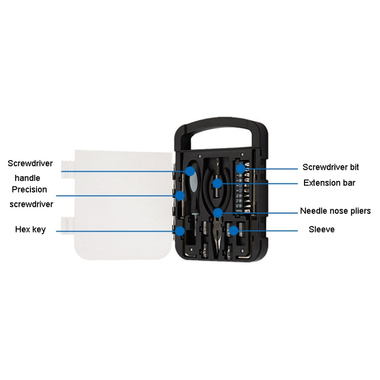22 In 1 Transparent Lid Portable Tool Set Home Hardware Utility Kit - Combination Kit by PMC Jewellery | Online Shopping South Africa | PMC Jewellery