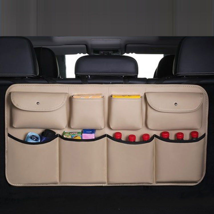 Car Trunk Leather Storage Bag Large Capacity Rear Seat Back Pouch, Style: Leather(Beige) - Stowing Tidying by PMC Jewellery | Online Shopping South Africa | PMC Jewellery | Buy Now Pay Later Mobicred